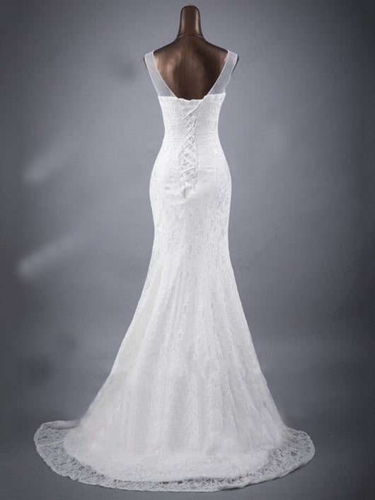 Vestido de Novia Slim Encaje Delicado con Detalle de Cola Doble - Image 10