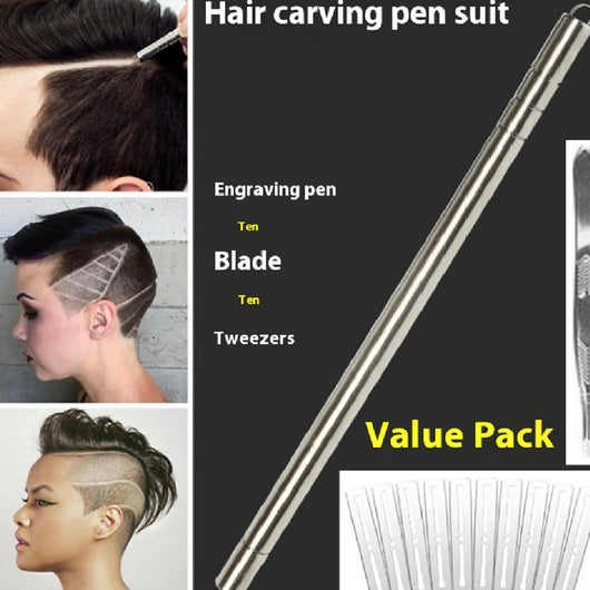 Pluma de Grabado para Barbería - Navaja de Acero Fino para Diseños de Cortes