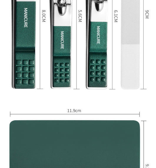 Kit de Cortaúñas Verde Oscuro Anti-salpicaduras con 4 Piezas - Image 34