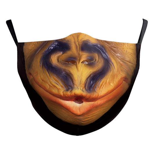 Blue double-layer ear-hanging face mask with a colorful Day of the Dead and cartoon skull pattern. - Image 22