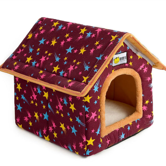 Cama Térmica para Mascotas con Casa Chimenea - Diseño Removible y Lavable