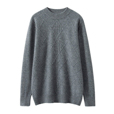 Suéter Cashmere Hombre Cuello Redondo Jacquard Elegante - Image 8