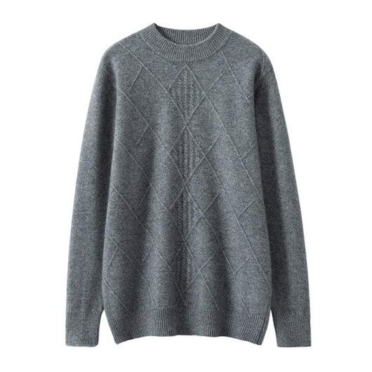 Suéter Cashmere Hombre Cuello Redondo Jacquard Elegante - Image 8