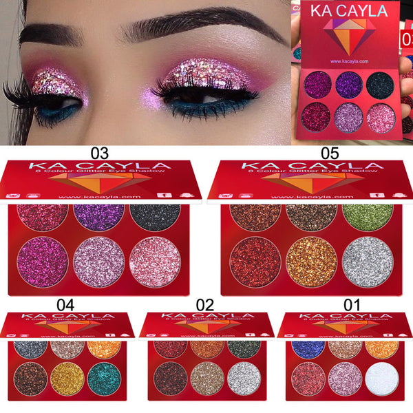 Paleta de Sombras de Ojos Diamond Sequin 6 Colores Brillantes