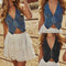 Chaleco Denim sin Mangas con Cierre y Escote en V