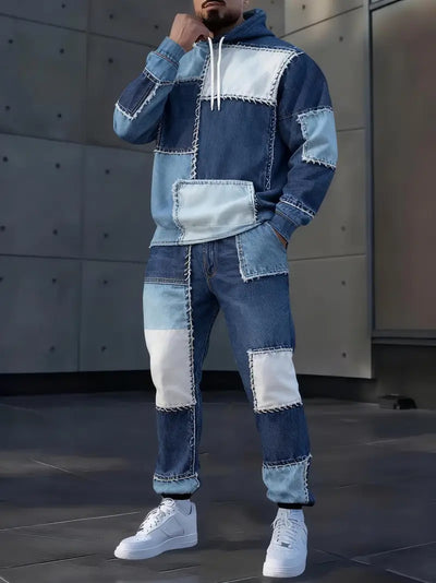 Sudadera Denim con Capucha y Estampado 3D Letrado para Hombre - Image 11