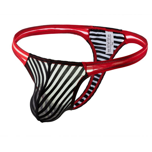 Slip Tipo Tanga Transparente con Combinación de Colores para Hombre