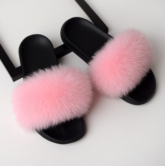Pantuflas de Piel de Zorro Genuina para Mujer - Sandalias Deslizantes de Verano - Image 12