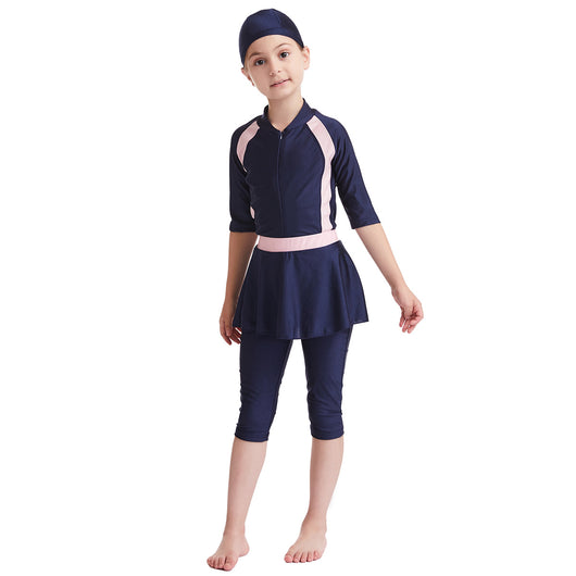 Traje de Baño Infantil Clásico de Color Sólido - Image 8