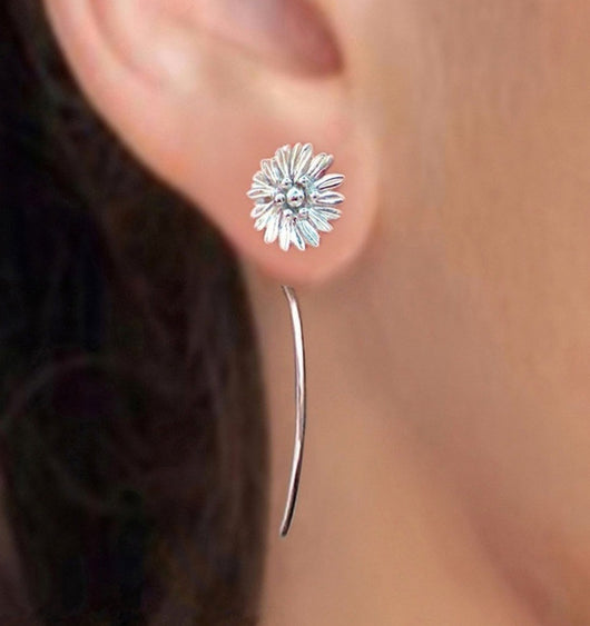 Aretes de Girasol Plateados - Image 9