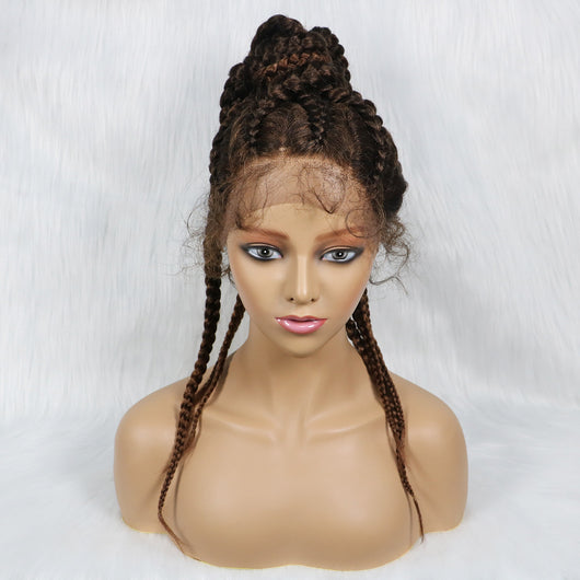 Peluca de Trenzas Sintéticas con Encaje Frontal - Cabello Afro Trenzado - Image 9
