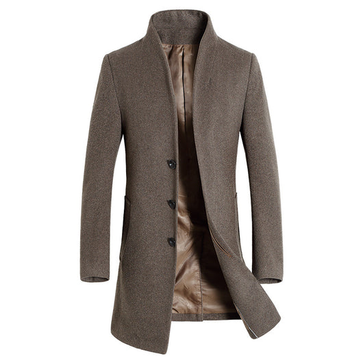 Abrigo de Lana Casual con Cuello de Pie para Hombre - Image 5