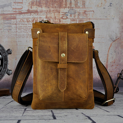 Bolsa Bandolera de Cuero para Hombre - Mochila Compacta con Soporte para Cámara - Image 6