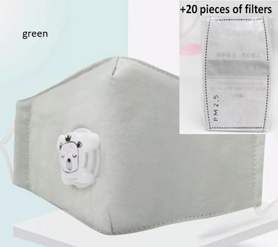 Mascarilla Infantil de Algodón con Válvula PM2.5 para Primavera y Otoño - Image 35
