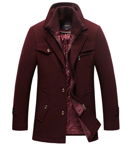 Abrigo Ejecutivo de Invierno para Hombre - Gabardina Gruesa con Doble Cuello - Image 14