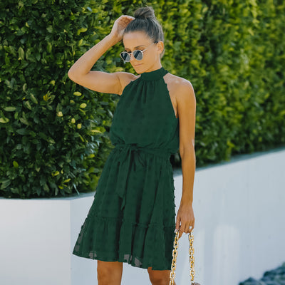 Vestido Halter de Chifón con Escotes Jacquard - Image 23