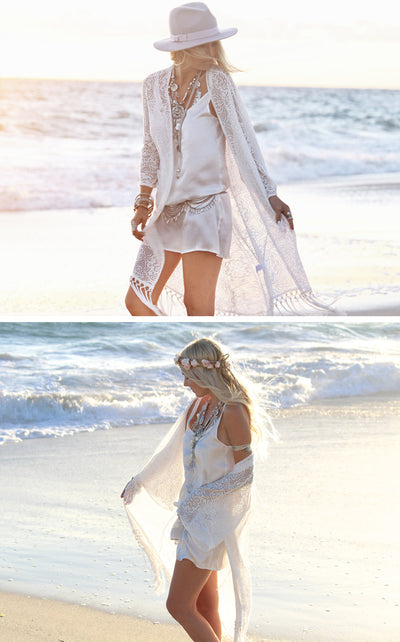 Blusa de playa en gasa con protección solar - Image 3