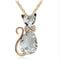 Creative Lady Cute Bow Kitty Crystal Necklace Blanco Dorado