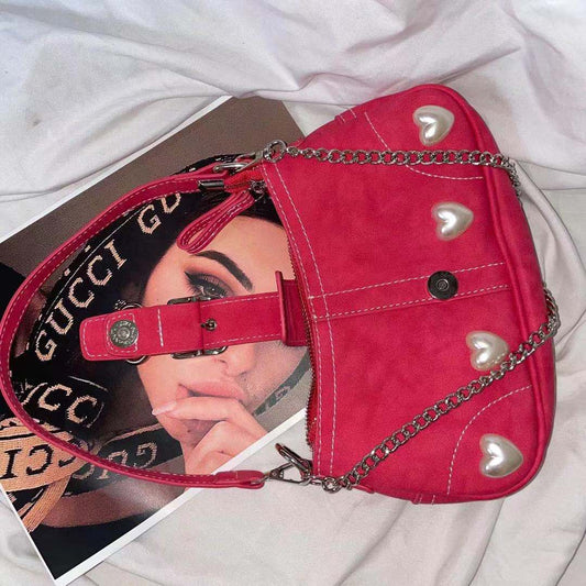 Bolso Baguette Rojo Retro Love - Bandolera Axilas