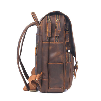 Mochila Retro de Cuero para Hombre - Bolsa Escolar de Gran Capacidad - Image 7