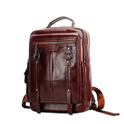 Mochila de Cuero Grande con Capacidad Expandible - Image 10