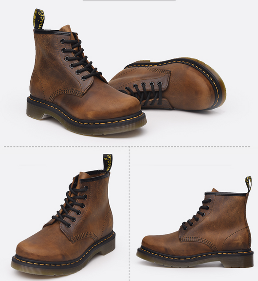 Botas Altas de Cuero Crazy Horse Café para Parejas - Cordones Resistentes para Aventuras - Image 5