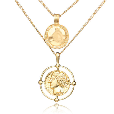 Collar Disco Sello Cabeza Humana en Oro Vintage - Image 11