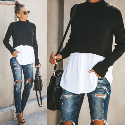 Blusa de Manga Larga con Detalles de Costura para Mujer