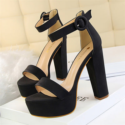 Sandalias de Tacón Alto Grueso para Desfile - Zapatos de Pasarela Profesionales - Image 2