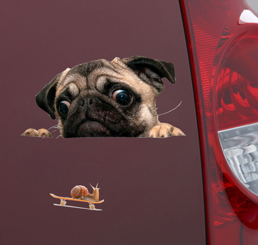 Adhesivo 3D para Auto - Caracol Pug Divertido - Image 3