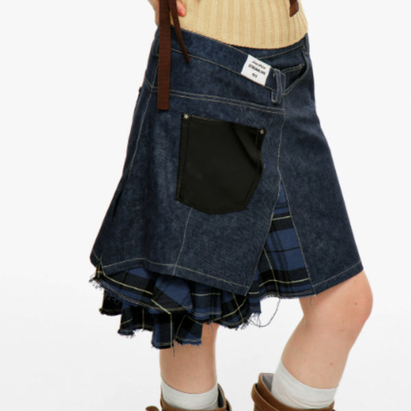 Falda Midi Twill con Flecos y Detalles Combinados - Image 6