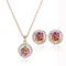 Conjunto de Collar y Aretes Nupcial con Cristales Dorados Estilo Coreano