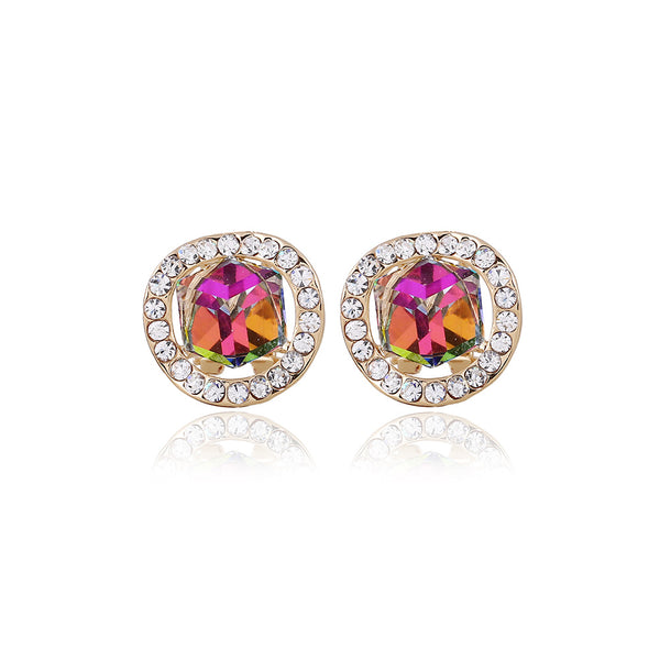 Conjunto de Collar y Aretes Nupcial con Cristales Dorados Estilo Coreano