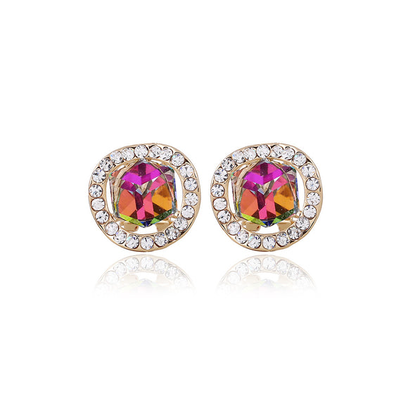 Conjunto de Collar y Aretes Nupcial con Cristales Dorados Estilo Coreano