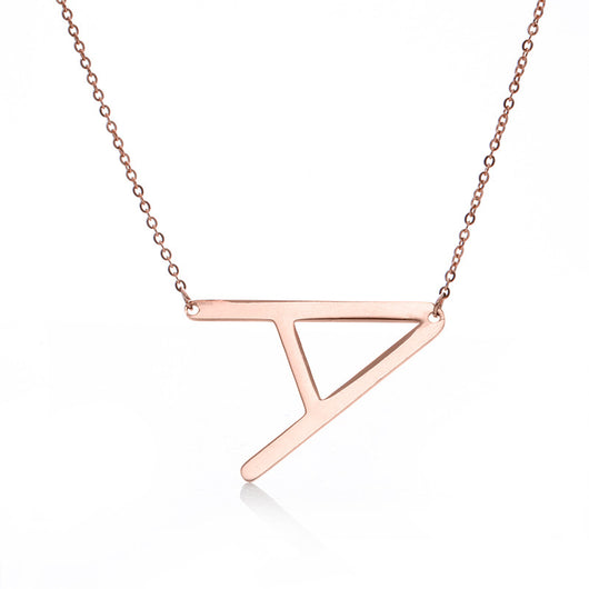 Collar Inicial Acero Inoxidable Chapado en Oro Rosa - Image 99