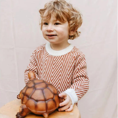 Suéter Navideño Infantil con Patrón de Onda - Cuello Redondo para Otoño e Invierno