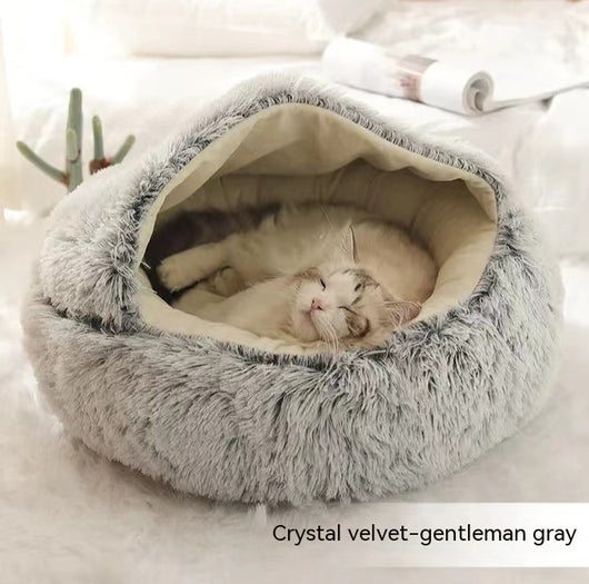 Cama 2 en 1 para Perros y Gatos - Cama Cálida de Felpa Suave Tipo Casa - Image 5