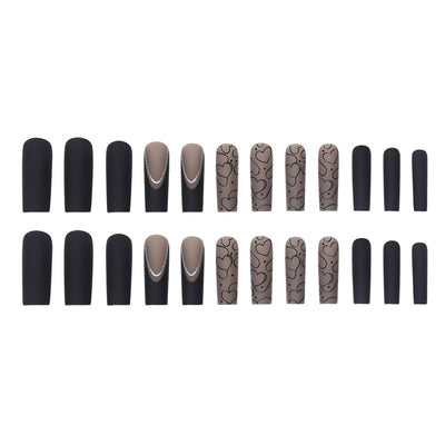 Uñas Postizas Negras Mate Estilo Europeo - Diseño Elegante de Larga Duración - Image 4