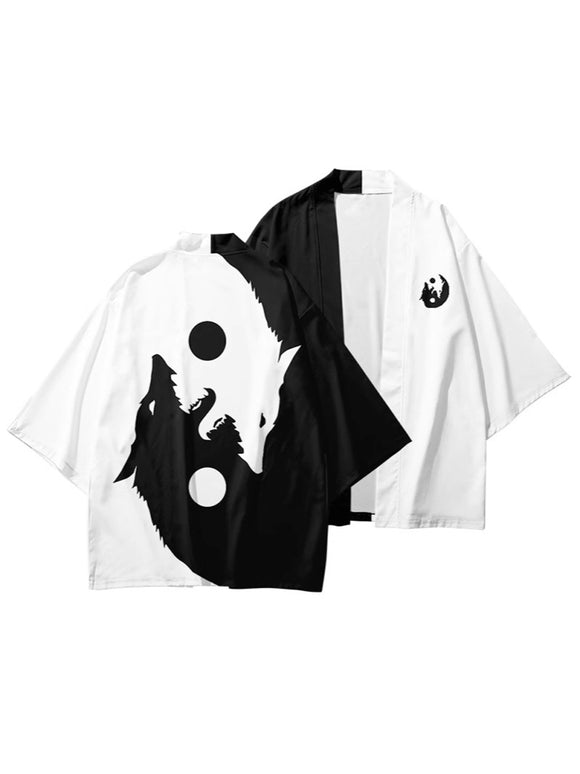 Cardigan Kimono Daoist con Mangas 3/4 - Elegancia Asiática Versátil