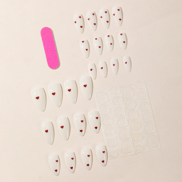 Pegatinas de Uñas Removibles Blanco Lechoso con Acabado Rojo - Diseño Elegante sin Daño