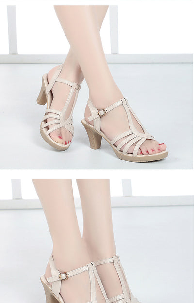 Sandalias de Tacón Grueso Elegantes para Mujer - Cuero Suave Resistente al Agua - Image 10