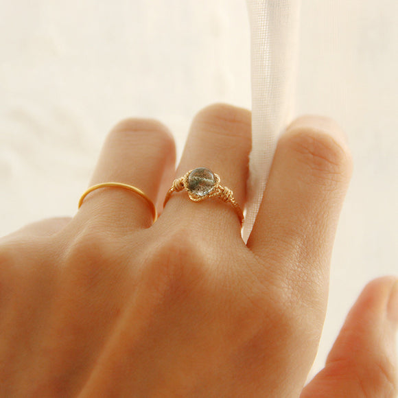 Anillo Twist Cuarzo Verde Natural