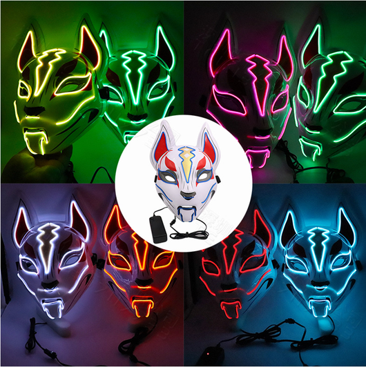 Máscara Facial Luminosa de Gato para Mujer - Cosplay Demon Slayer con Luz Fría