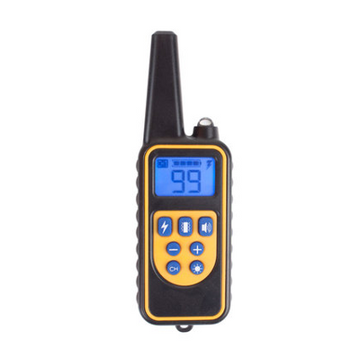 Three electric dog training collars in black, orange, and yellow with receivers, alongside a black and yellow remote control. - Image 22