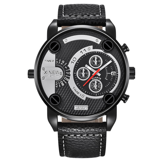 Reloj de Pulsera para Hombre con Calendario y Correa de Cuero Premium