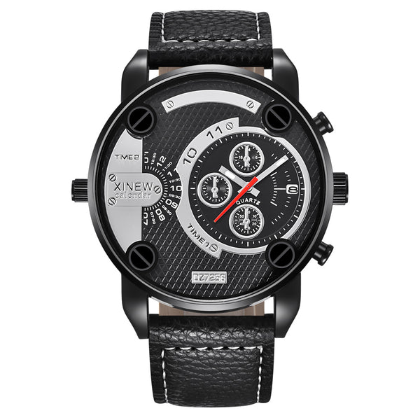 Reloj de Pulsera para Hombre con Calendario y Correa de Cuero Premium