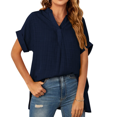 Blusa Suelta de Cuello en V con Mangas Cortas para Verano - Image 11