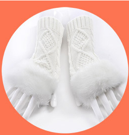 Guantes Mitón Cálidos de Pelo de Conejo para Mujer - Estilo Coreano Otoño Invierno - Image 7