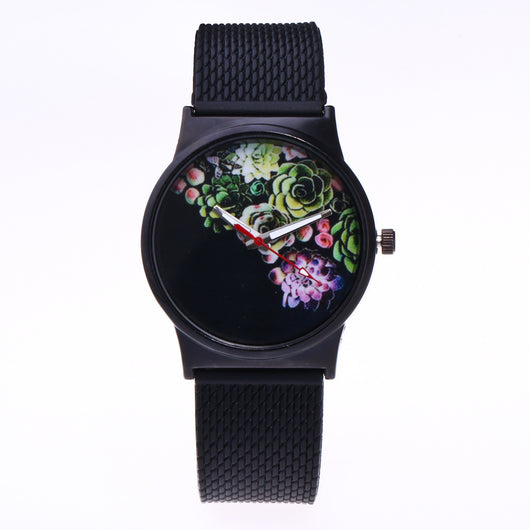 Reloj Unisex de Malla de Silicona con Diseño Floral - Image 3