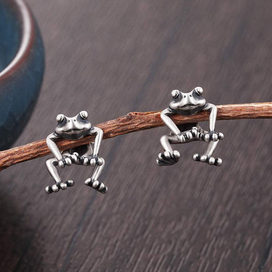 Aretes Divertidos de Rana para Mujer y Niña, Joyería de Animal